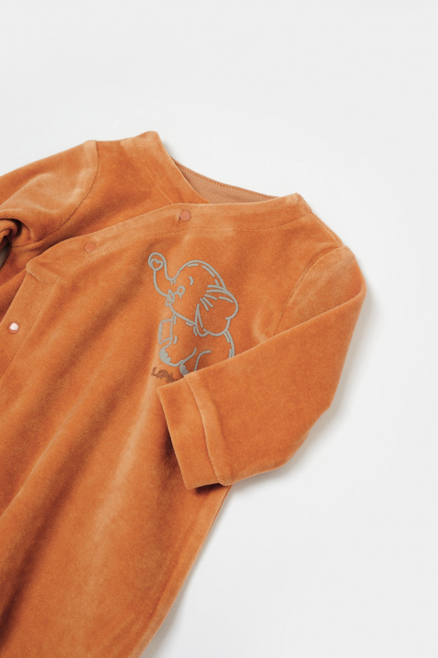 Salopeta Elefant cu maneca lunga si gluga din 80%bumbac organic si 20% poliester - , BabyCosy